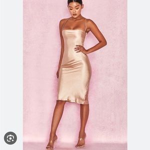 house of cb julieta champagne satin slip dress